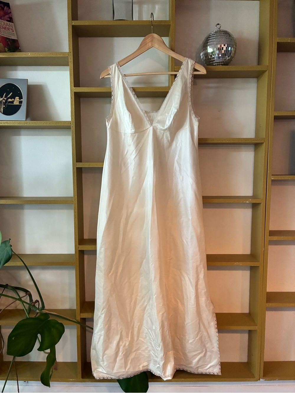 Lace-Trim Slip Dress - Cream